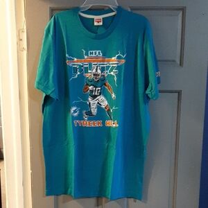 HOMAGE Teal Miami Blitz NFL Graphic Tee with Orange & White Accents